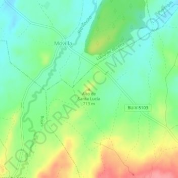 Topografische Karte Alto de Santa Lucía, Höhe, Relief