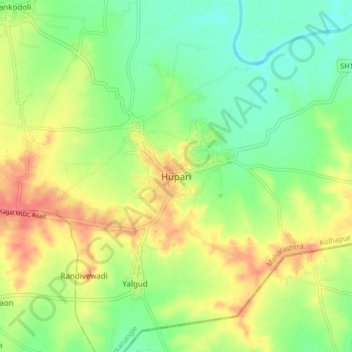 Topografische Karte Hupari, Höhe, Relief