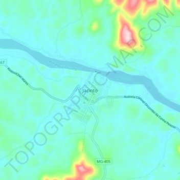 Topografische Karte Jacinto, Höhe, Relief