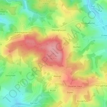 Topografische Karte Wienhagen, Höhe, Relief