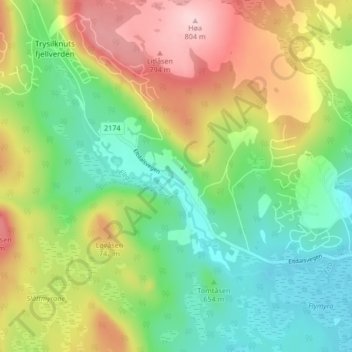 Topografische Karte Eltdalen, Höhe, Relief