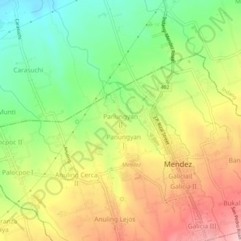 Topografische Karte Panungyan II, Höhe, Relief