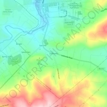 Topografische Karte Leithsville, Höhe, Relief