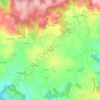 Topografische Karte La Devèze, Höhe, Relief