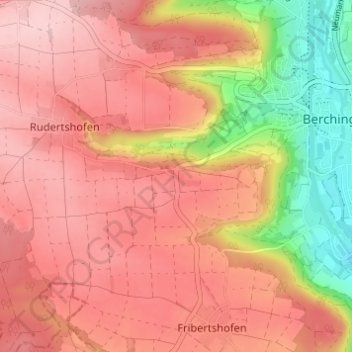 Topografische Karte Wirbertshofen, Höhe, Relief