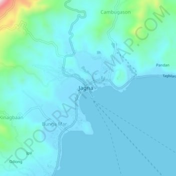 Topografische Karte Tubod Monte, Höhe, Relief