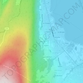 Topografische Karte Avellard, Höhe, Relief