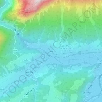 Topografische Karte Salza, Höhe, Relief