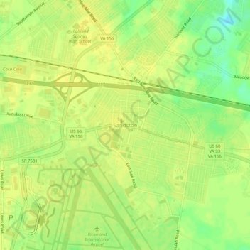 Topografische Karte Sandston, Höhe, Relief