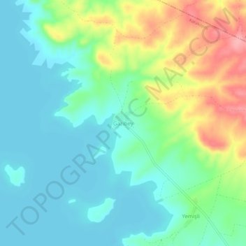 Topografische Karte Gazibey, Höhe, Relief