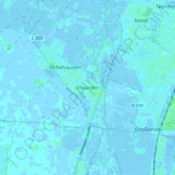 Topografische Karte Ellwürden, Höhe, Relief