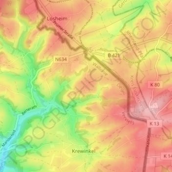 Topografische Karte Allmuthen, Höhe, Relief