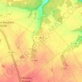 Topografische Karte Fonville, Höhe, Relief