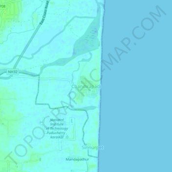 Topografische Karte Chandirapadi, Höhe, Relief