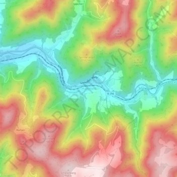 Topografische Karte Halbmeil, Höhe, Relief