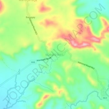 Topografische Karte Mabato-bato, Höhe, Relief