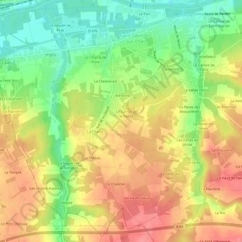 Topografische Karte La Poterie, Höhe, Relief