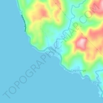 Topografische Karte Malayog, Höhe, Relief