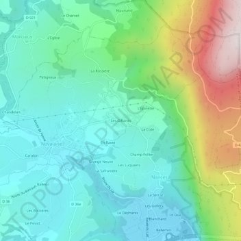 Topografische Karte Les Giffards, Höhe, Relief