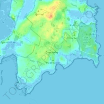 Topografische Karte Sønderby, Höhe, Relief