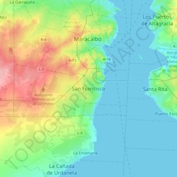 Topografische Karte San Francisco, Höhe, Relief