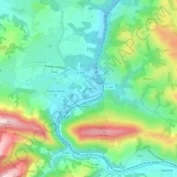 Topografische Karte Errobi, Höhe, Relief