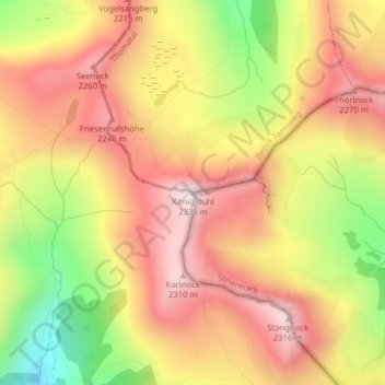 Topografische Karte Königstuhl, Höhe, Relief