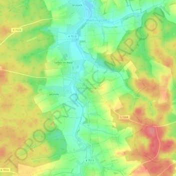 Topografische Karte Hörenhausen, Höhe, Relief