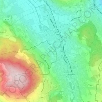 Topografische Karte Pfeffikon LU, Höhe, Relief