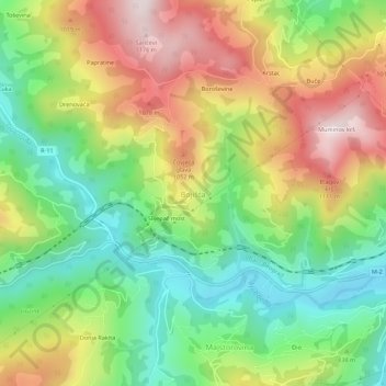 Topografische Karte Bojišta, Höhe, Relief
