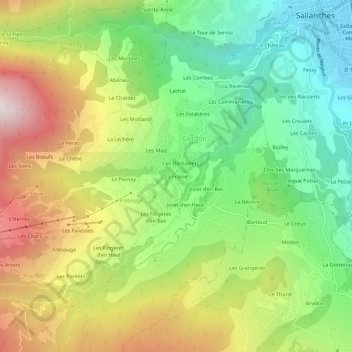 Topografische Karte La Frasse, Höhe, Relief