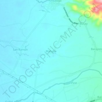 Topografische Karte Mahaba, Höhe, Relief