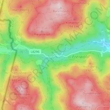 Topografische Karte Joachimstal, Höhe, Relief