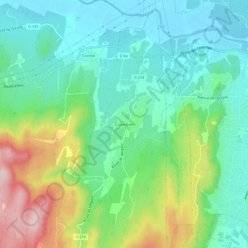 Topografische Karte Colombier, Höhe, Relief