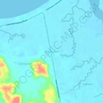 Topografische Karte Bobolusan, Höhe, Relief