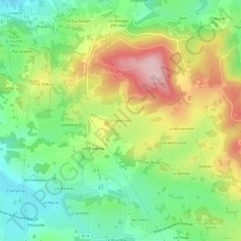 Topografische Karte Chabannais, Höhe, Relief