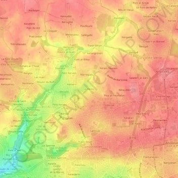 Topografische Karte Le Restic, Höhe, Relief