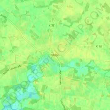 Topografische Karte Milte, Höhe, Relief