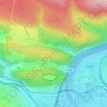Topografische Karte Triangel, Höhe, Relief