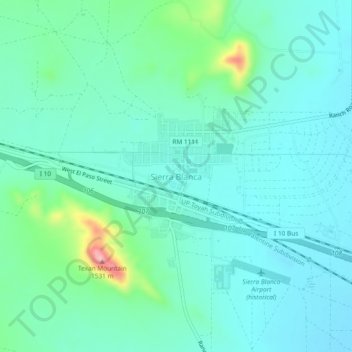 Topografische Karte Sierra Blanca, Höhe, Relief