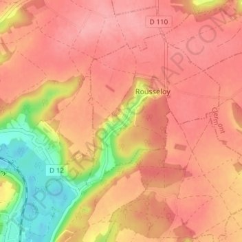 Topografische Karte Flandre, Höhe, Relief