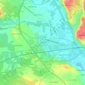 Topografische Karte La Barthe, Höhe, Relief