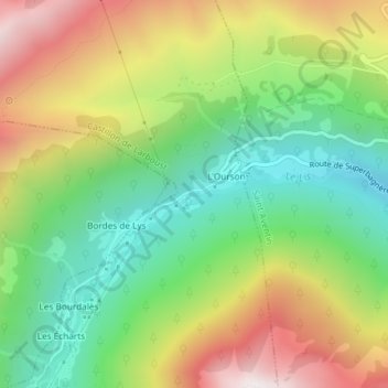 Topografische Karte Vallée du Lys, Höhe, Relief