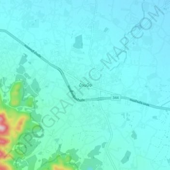 Topografische Karte Ban Bueng, Höhe, Relief