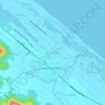 Topografische Karte Dammang, Höhe, Relief