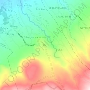 Topografische Karte Abo, Höhe, Relief