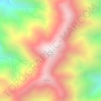 Topografische Karte Mount Nangtud, Höhe, Relief