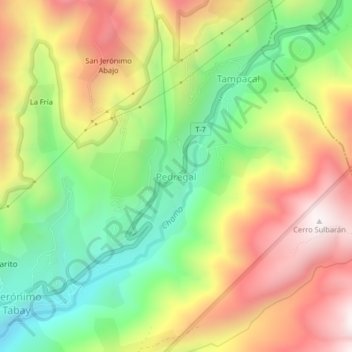 Topografische Karte Pedregal, Höhe, Relief