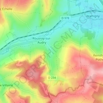Topografische Karte Servion, Höhe, Relief