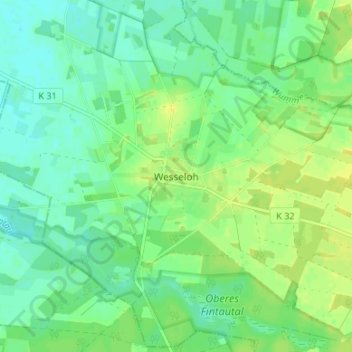Topografische Karte Wesseloh, Höhe, Relief